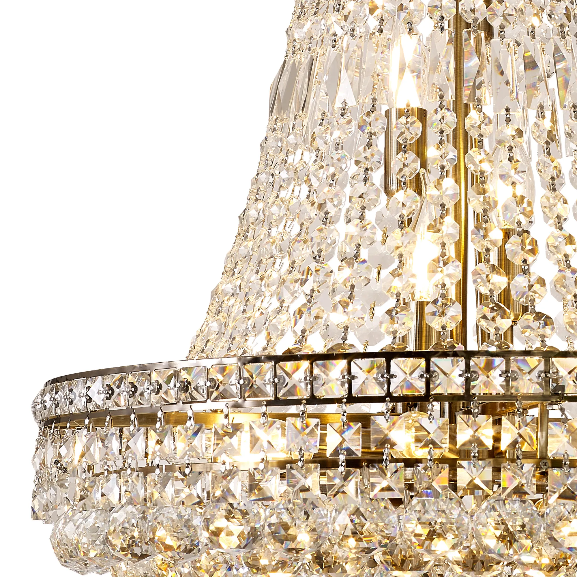 Frances Crystal Chandelier 14 Light (19.8kg) Antique Brass IL32091  Diyas Frances